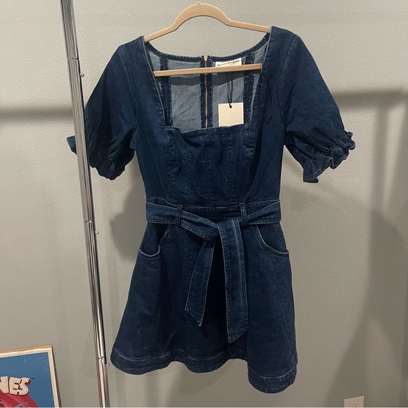 Finders Keepers Navy Puff Sleeve Mini Dress - Picture 4 of 11